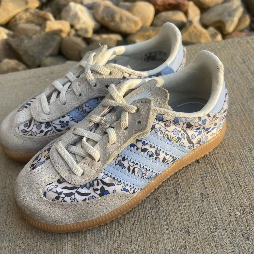 Adidas x Liberty of London Samba OG Girls Sneakers Blue Floral 9 Kids Collab